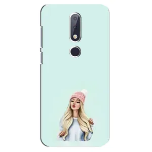 Силиконовый Чехол на Nokia 6.1 Plus с картинкой Стильных Девушек (В шапке)