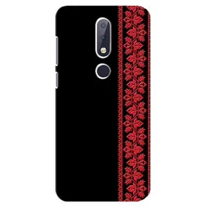 Силиконовый Чехол на Nokia 6.1 Plus с картинкой Вышиванки (Вышиванка на черном)