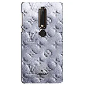 Текстурный Чехол Louis Vuitton для Нокиа 6 (2018) (Белый ЛВ)