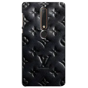 Текстурный Чехол Louis Vuitton для Нокиа 6 (2018) (Черный ЛВ)