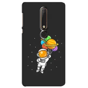 Силиконовый Чехол с принтом "Космонавты" на Nokia 6 2018 (Космонавт с шариками)