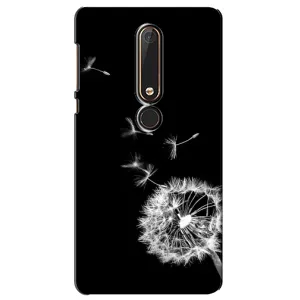 Силиконовый Чехол с одуванчиками на Nokia 6 2018 (Одуванчик на чёрном)