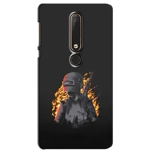 Силиконовый чехол с картинкой "Герой Pubg" на Nokia 6 2018 (В огне)