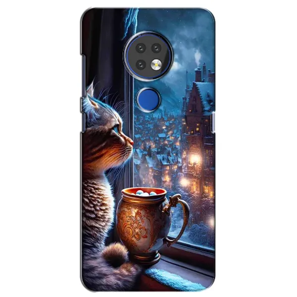 Чехол с рисунком «Кот новогодний» для Nokia 7.2