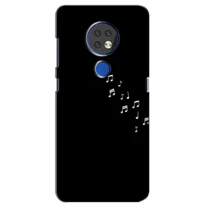 Чехол с картинками на черном фоне для Nokia 7.2 (Ноты)