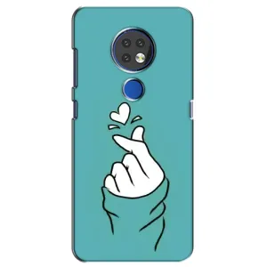 Чехлы (Знак сердечка) на Nokia 7.2 (Сердечко на бирюзовом)