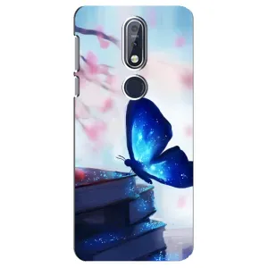 Силиконовый бампер с картинкой животных для Nokia 7 2018, 7.1 (Бабочка синяя)
