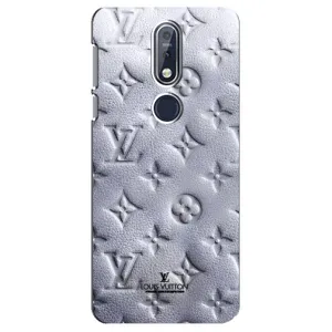 Текстурный Чехол Louis Vuitton для Нокиа 7.1 (Белый ЛВ)