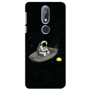 Силіконовый Чохол з принтом "Космонавти" на Nokia 7 2018, 7.1 (Космонавт на рибалці)