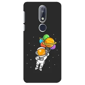 Силіконовый Чохол з принтом "Космонавти" на Nokia 7 2018, 7.1 (Космонавт з кульками)