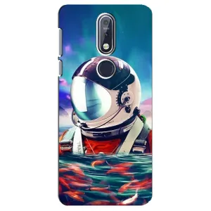 Силіконовый Чохол з принтом "Космонавти" на Nokia 7 2018, 7.1 (Космонавт у воді)