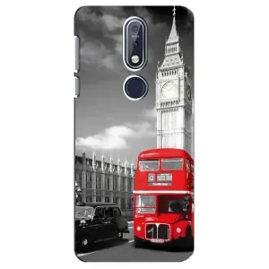 Чехол с рисунком «Красный автобус» для Nokia 7.1 (2018)