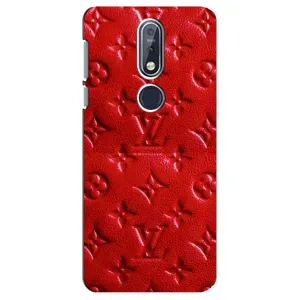 Текстурный Чехол Louis Vuitton для Нокиа 7.1 (Красный ЛВ)