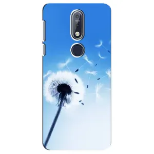 Силиконовый Чехол с одуванчиками на Nokia 7 2018, 7.1 (Одуванчик на голубом)
