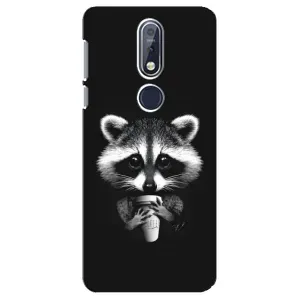 Силиконовый Чехол с Енотами на Nokia 7 2018, 7.1 (С кофем)