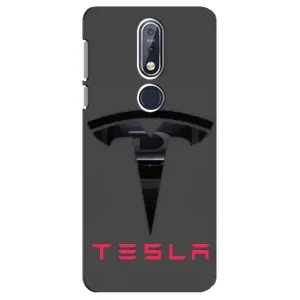 Силиконовый бампер с картинкой машины на Nokia 7 2018, 7.1 (Logo TESLA)