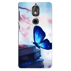 Силиконовый бампер с картинкой животных для Nokia 7 (Бабочка синяя)