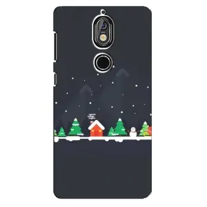Силіконовий бампер на різдво для Nokia 7 (Місто зимове)