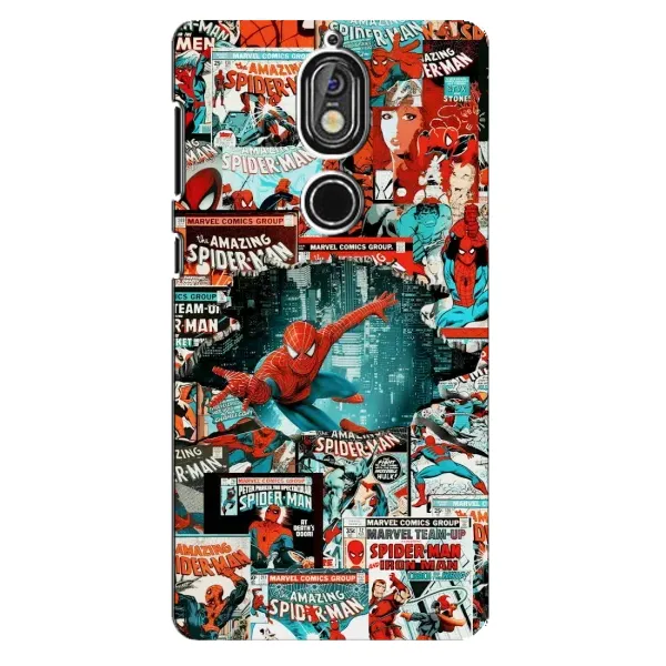 Чехол с рисунком «Комиксы Человек Паук» для Nokia 7 Чехол с рисунком «Комиксы Человек Паук» для Nokia 7