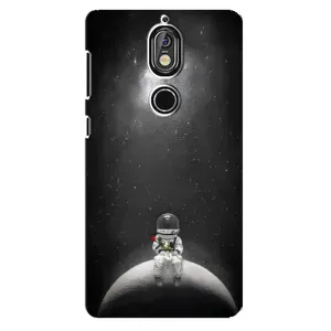 Силиконовый Чехол с принтом "Космонавты" на Nokia 7 (Космонавт романтик)