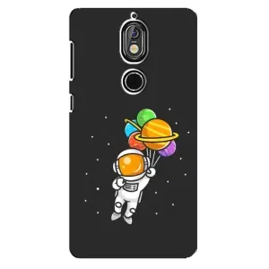 Силиконовый Чехол с принтом "Космонавты" на Nokia 7 (Космонавт с шариками)