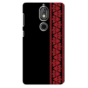 Силиконовый Чехол на Nokia 7 (Красная Вышиванка)