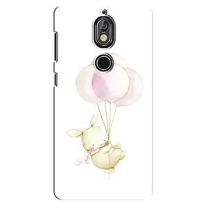 Силиконовый бампер с картинкой животных для Nokia 7 (Кролик и шарики)