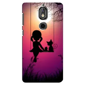 Девчачий Чехол для Nokia 7 (На качели)