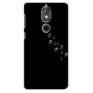 Чехол с картинками на черном фоне для Nokia 7 (Ноты)