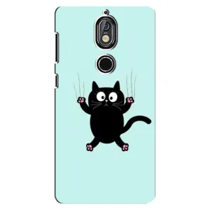 Силиконовый чехол с котиком для Nokia 7 (Падающий кот)