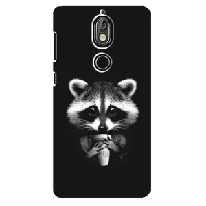 Силиконовый Чехол с Енотами на Nokia 7 (С кофем)
