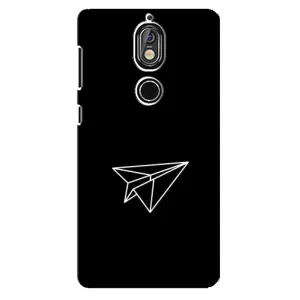 Чехол с картинками на черном фоне для Nokia 7 (Самолетик)