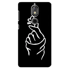 Чехлы (Знак сердечка) на Nokia 7 (Сердце на черном)