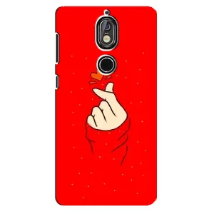 Чехлы (Знак сердечка) на Nokia 7 (Сердце на красном)