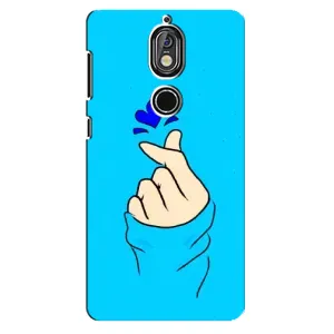 Чехлы (Знак сердечка) на Nokia 7 (Сердце на синем)