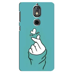 Чехлы (Знак сердечка) на Nokia 7 (Сердечко на бирюзовом)