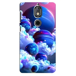 Чехлы КОСМОС для Nokia 7 (Синие планеты)