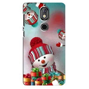 Чехлы на Новый Год Nokia 7 (Снеговик в шапке)
