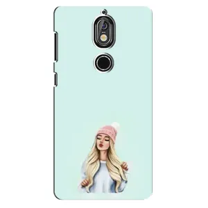 Силиконовый Чехол на Nokia 7 с картинкой Стильных Девушек (В шапке)