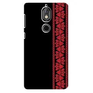 Силиконовый Чехол на Nokia 7 с картинкой Вышиванки (Вышиванка на черном)