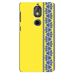 Силиконовый Чехол на Nokia 7 (Вышиванка на желтом)