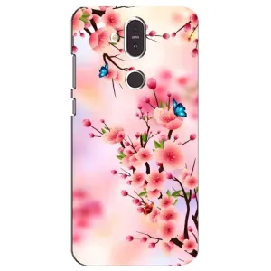 Чехол с принтом САКУРЫ на Nokia 8.1 , Nokia 8 2018 (Бабочки на сакуре)