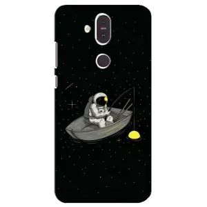 Силиконовый Чехол с принтом "Космонавты" на Nokia 8.1 , Nokia 8 2018 (Космонавт на рыбалке)