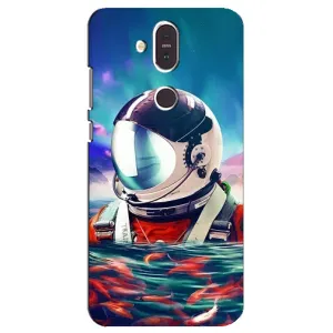 Силиконовый Чехол с принтом "Космонавты" на Nokia 8.1 , Nokia 8 2018 (Космонавт в воде)