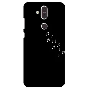Чехол с картинками на черном фоне для Nokia 8.1 , Nokia 8 2018 (Ноты)