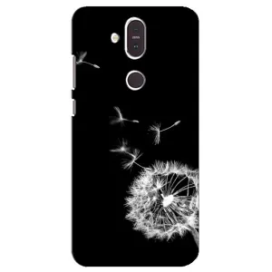 Силиконовый Чехол с одуванчиками на Nokia 8.1 , Nokia 8 2018 (Одуванчик на чёрном)