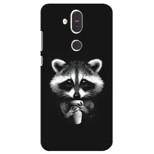 Силиконовый Чехол с Енотами на Nokia 8.1 , Nokia 8 2018 (С кофем)