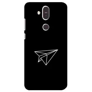 Чехол с картинками на черном фоне для Nokia 8.1 , Nokia 8 2018 (Самолетик)