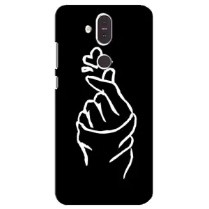 Чехлы (Знак сердечка) на Nokia 8.1 , Nokia 8 2018 (Сердце на черном)