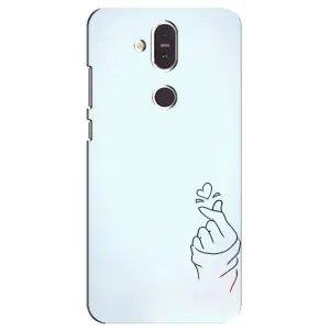 Чехлы (Знак сердечка) на Nokia 8.1 , Nokia 8 2018 (Сердце на голубом)